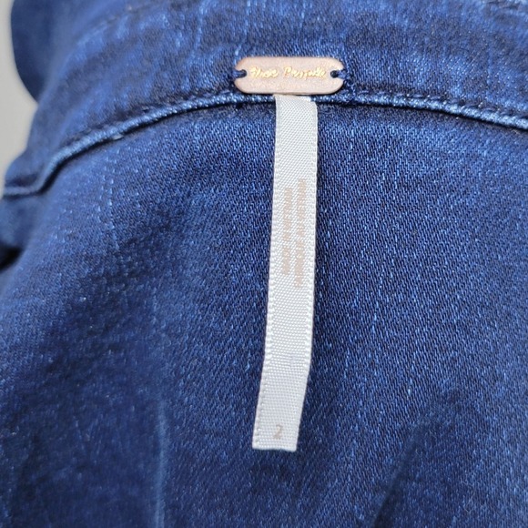 Free People Amber Button-Up Denim Mini Dress Size 2 Western Utility Chic - Picture 5 of 12